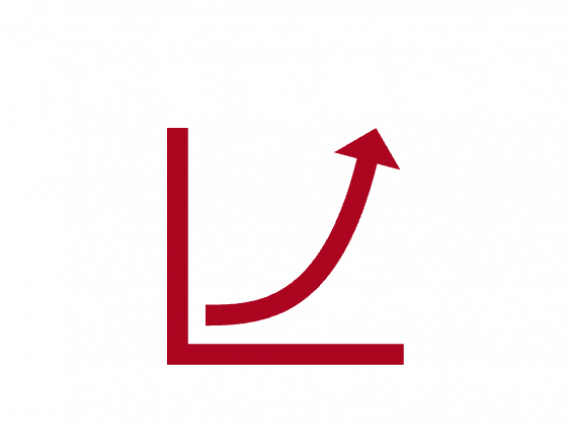 improve icon - red arrow graphed going up